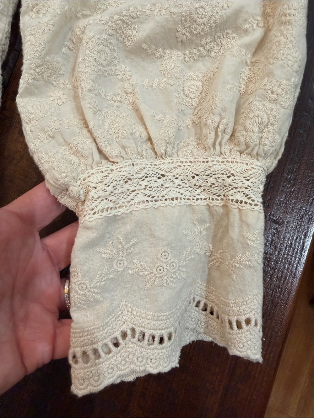 Calypso St Barth Cotton Eyelet Lace Blouse Top Cream Romantic Cottagecore L - Picture 7 of 13